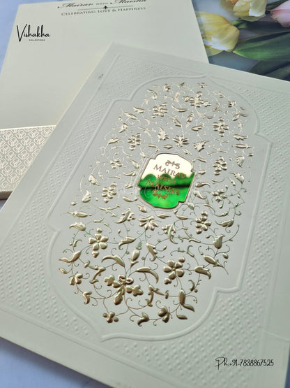 Semi Box Padded Flower Hindu Muslim Christian Sikh Jain invitation Cards SK-3654 – image 2