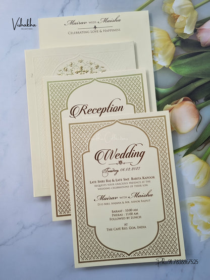 Semi Box Padded Flower Hindu Muslim Christian Sikh Jain invitation Cards SK-3654 – image 3