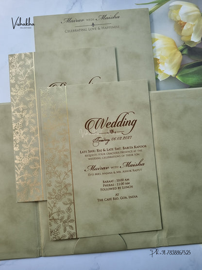 Semi Box Padded Double Door Flower Hindu Muslim Christian Sikh Jain invitation Cards SK-3656 – image 3