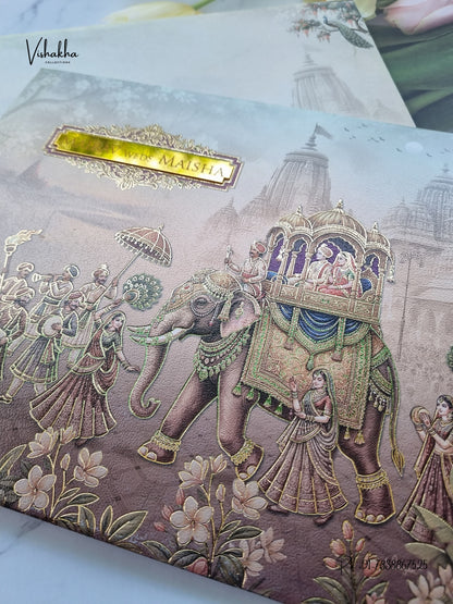 Semi Box Padded Doli Dulah Dulhan Hindu Sikh Jain invitation Cards SK-3658 – image 2