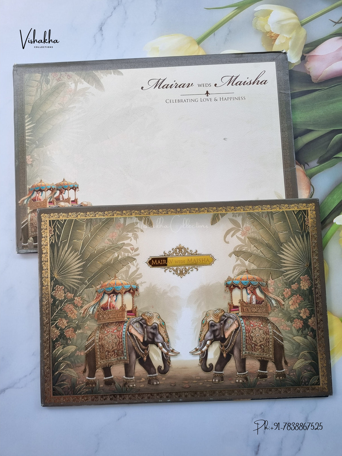 Semi Box Padded Doli Dulah Dulhan Hindu Sikh Jain invitation Cards SK-3660 – image 1