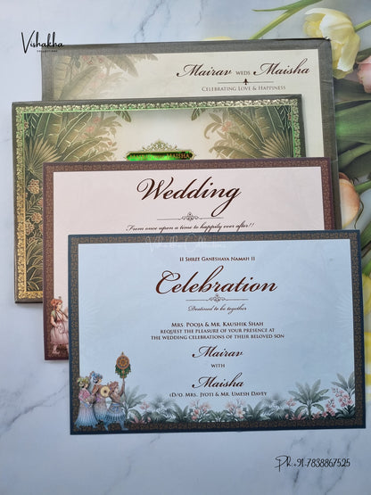 Semi Box Padded Doli Dulah Dulhan Hindu Sikh Jain invitation Cards SK-3660 – image 3