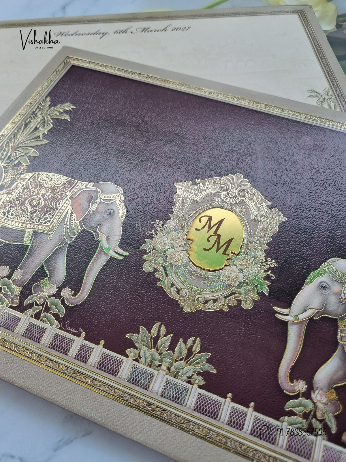 Semi Box Padded Hathi Hindu Muslim Christian Sikh Jain invitation Cards SK-3661 – image 2