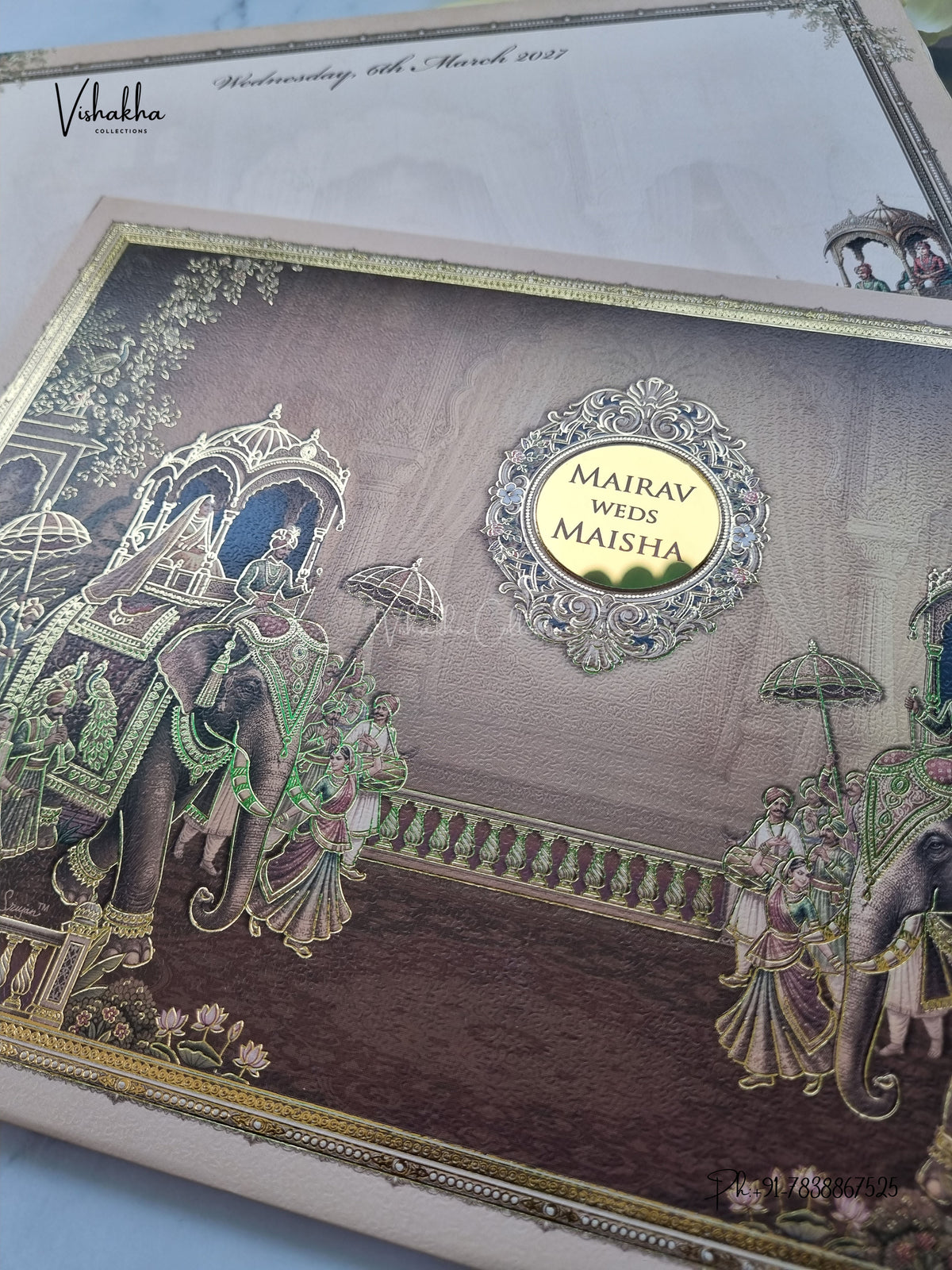 Semi Box Padded Doli Dulah Dulhan Hindu Sikh Jain invitation Cards SK-3662 – image 2