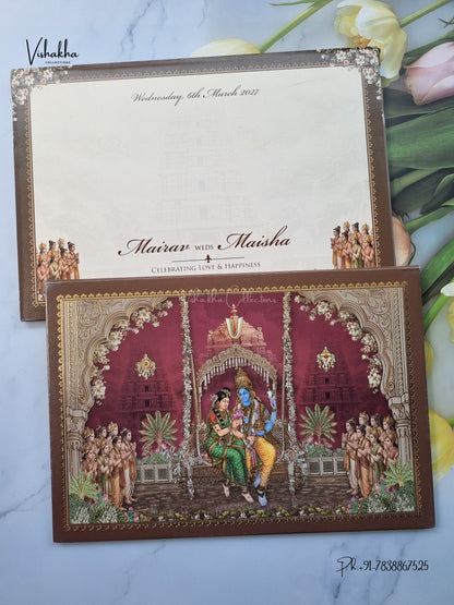 Semi Box Padded Laxmi Narayan Hindu Jain invitation Cards SK-3663 – image 1
