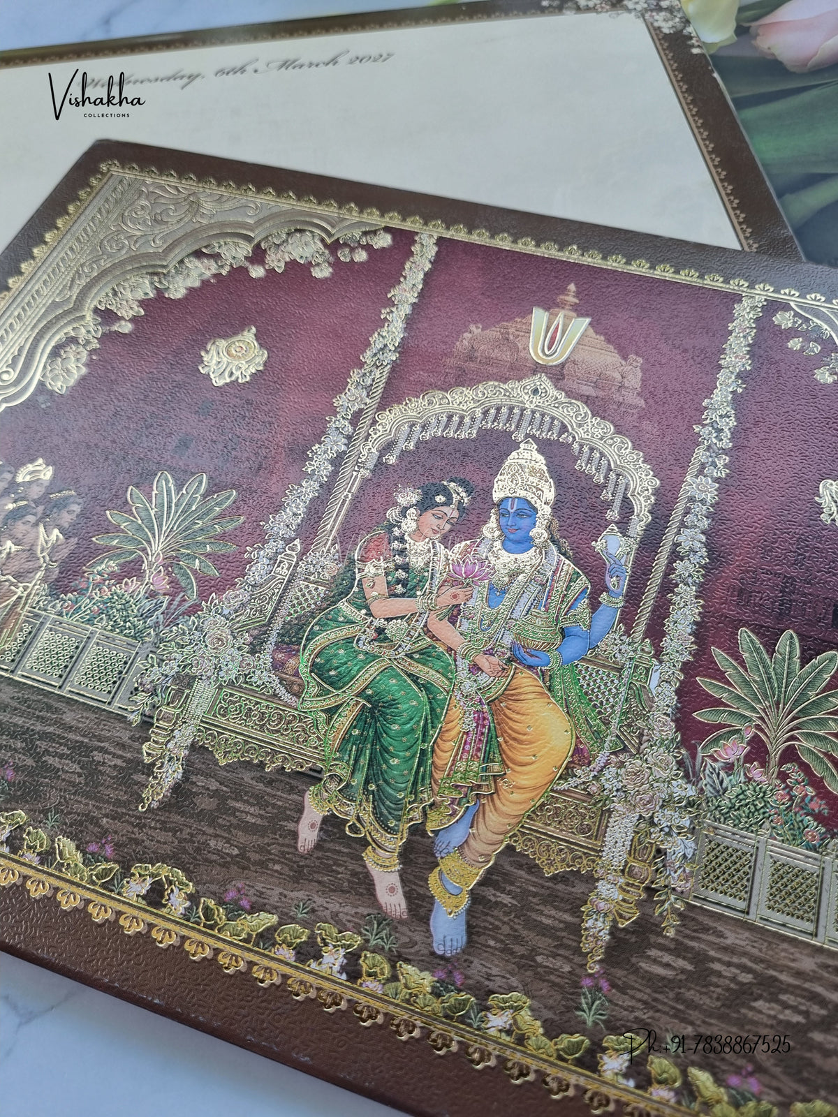 Semi Box Padded Laxmi Narayan Hindu Jain invitation Cards SK-3663 – image 2