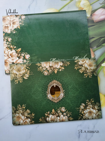 Semi Box Padded Flower Hindu Muslim Christian Sikh Jain invitation Cards SK-3665 – image 1