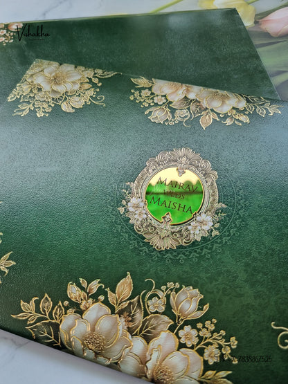 Semi Box Padded Flower Hindu Muslim Christian Sikh Jain invitation Cards SK-3665 – image 2