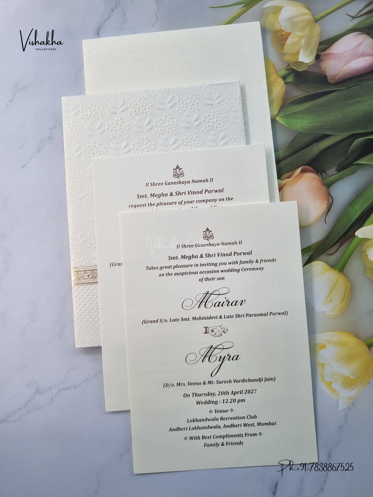 Semi Box Padded Hindu Muslim Christian Sikh Jain invitation Cards SK-3666 – image 3