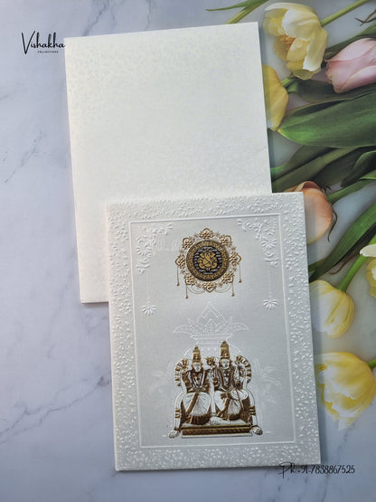 Semi Box Padded Venkateshwar Padmavati Hindu Jain invitation Cards SK-3667 – image 1