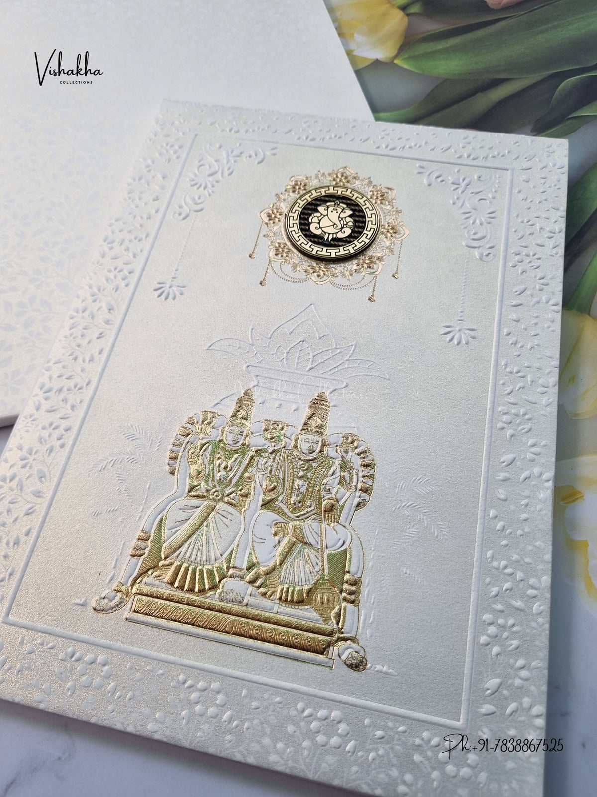 Semi Box Padded Venkateshwar Padmavati Hindu Jain invitation Cards SK-3667 – image 2