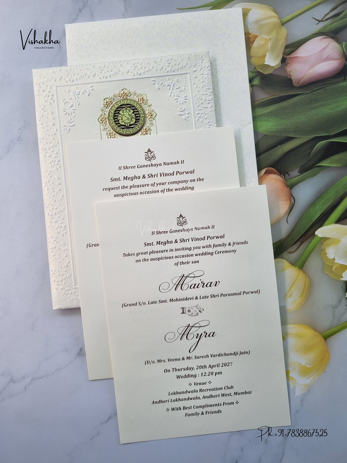 Semi Box Padded Venkateshwar Padmavati Hindu Jain invitation Cards SK-3667 – image 3