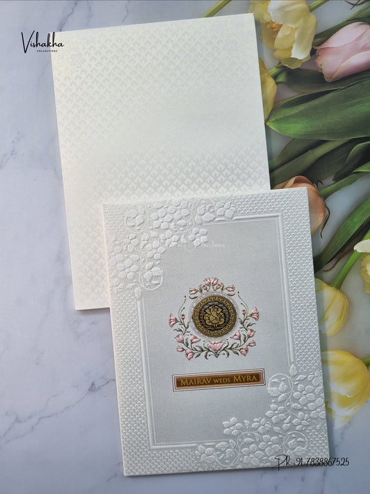 Semi Box Padded Flower Ganesh Ji Hindu Jain invitation Cards SK-3668 – image 1