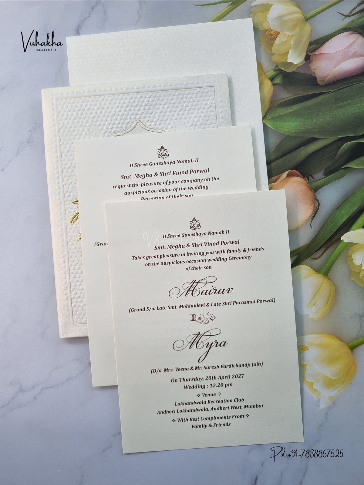 Semi Box Padded Hathi Ganesh Ji Hindu Jain invitation Cards SK-3669 – image 3