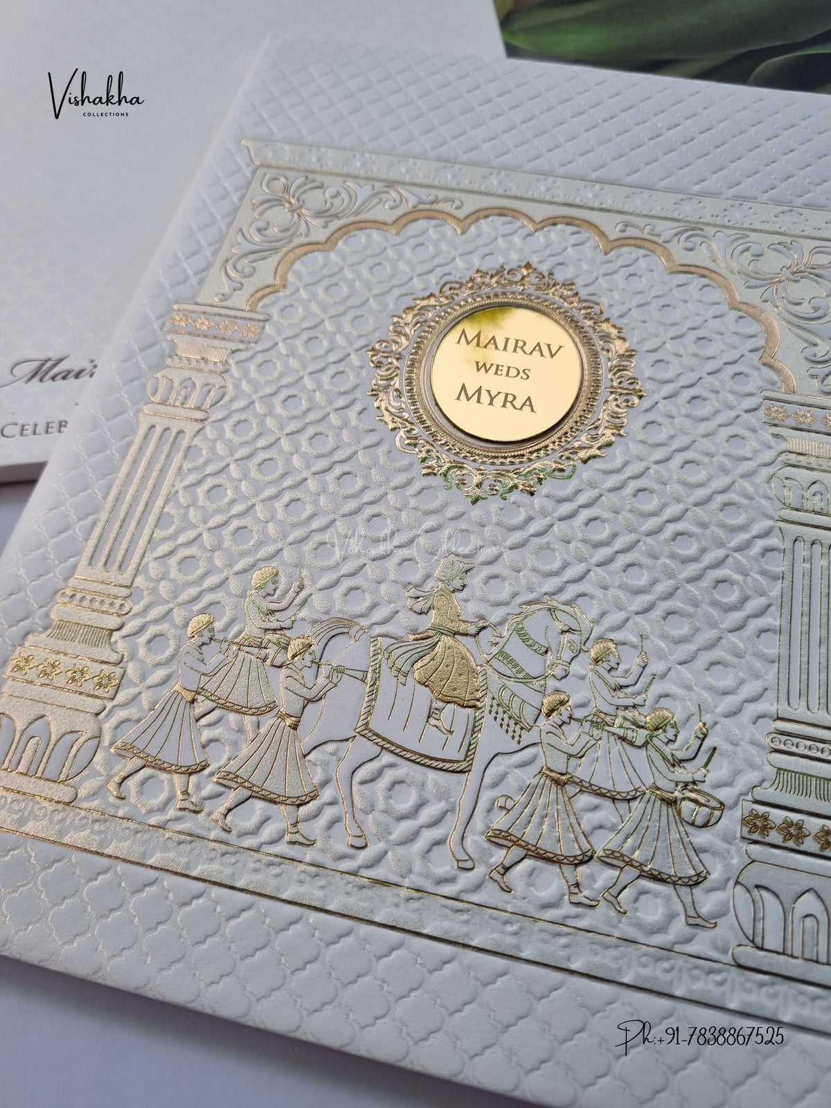 Semi Box Padded Royal Door Dulah Dulhan Hindu Sikh Jain invitation Cards SK-3670 – image 2