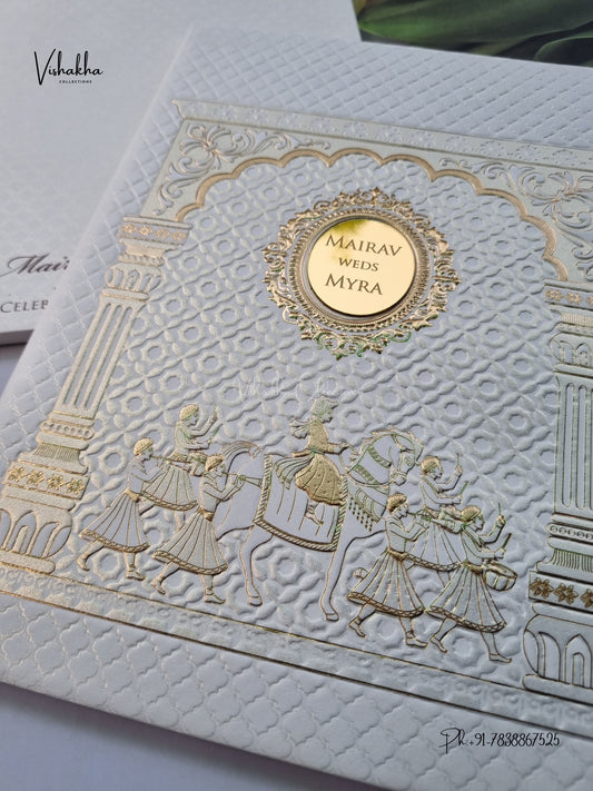 Semi Box Padded Royal Door Dulah Dulhan Hindu Sikh Jain invitation Cards SK-3670 – image 2