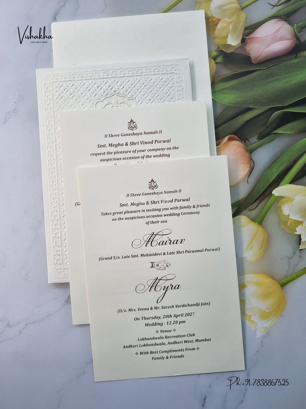 Semi Box Padded Hindu Muslim Christian Sikh Jain invitation Cards SK-3671 – image 3
