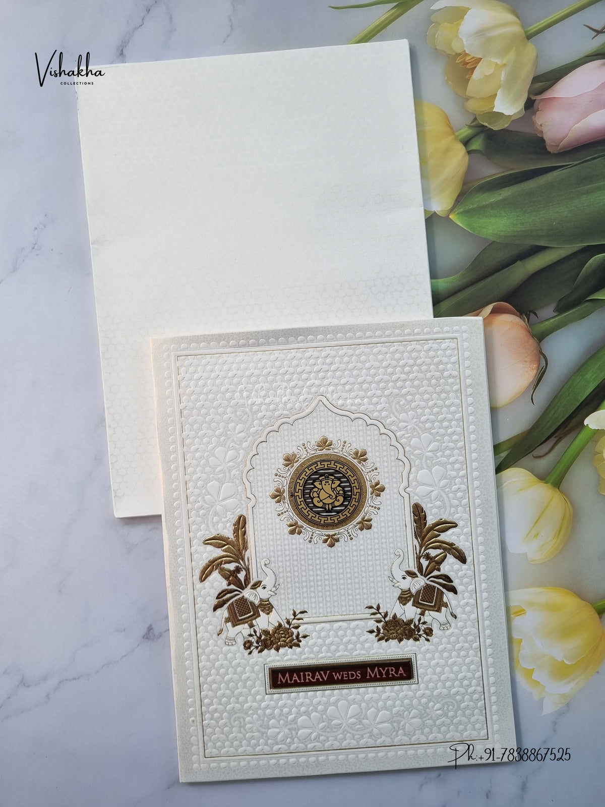 Semi Box Hathi Ganesh Ji Hindu Jain invitation Cards SK-3672 – image 1