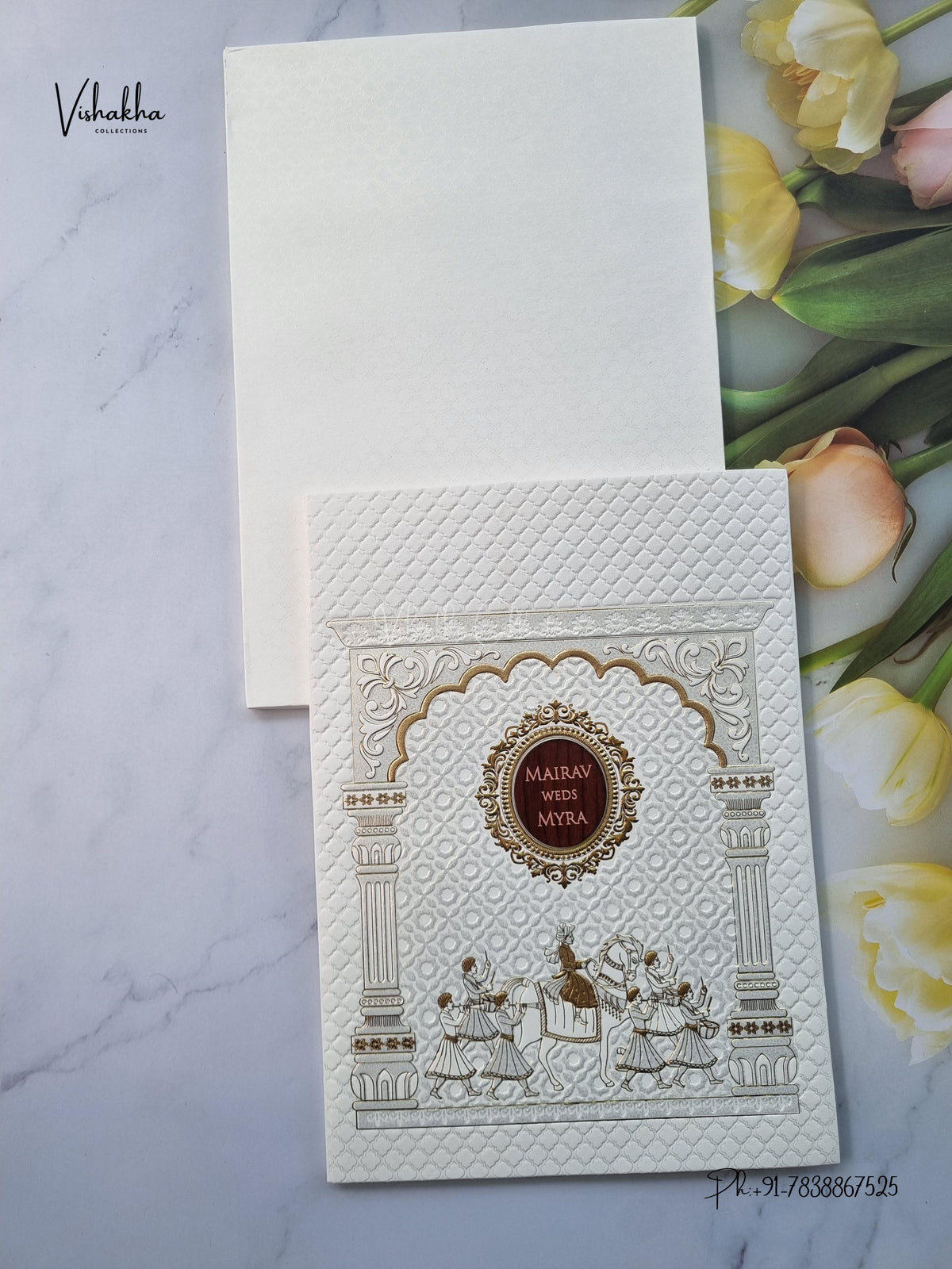 Semi Box Royal Door Dulah Dulhan Hindu Sikh Jain invitation Cards SK-3673 – image 1