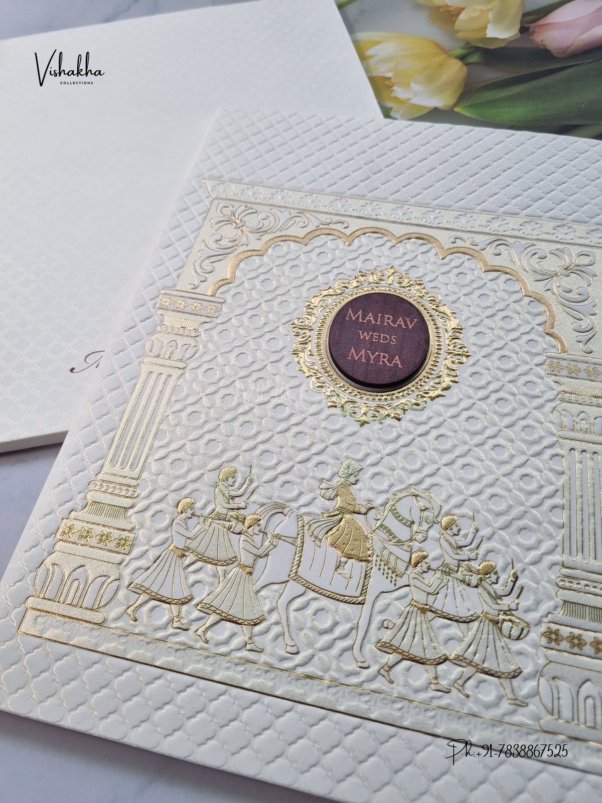 Semi Box Royal Door Dulah Dulhan Hindu Sikh Jain invitation Cards SK-3673 – image 2