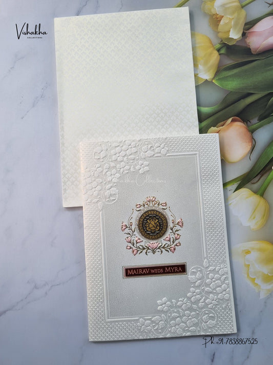 Semi Box Flower Ganesh Ji Hindu Jain invitation Cards SK-3675 – image 1
