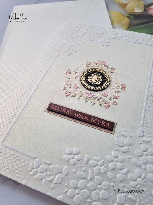 Semi Box Flower Ganesh Ji Hindu Jain invitation Cards SK-3675 – image 2