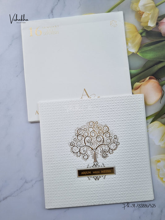 Semi Box Wisdom Tree Hindu Muslim Christian Sikh Jain invitation Cards SN-205 – image 1