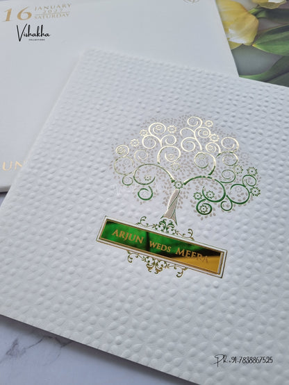 Semi Box Wisdom Tree Hindu Muslim Christian Sikh Jain invitation Cards SN-205 – image 2