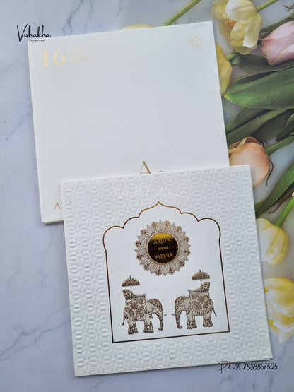 Semi Box Hathi Hindu Muslim Christian Sikh Jain invitation Cards SN-207 – image 1