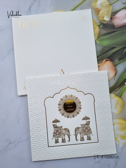 Semi Box Hathi Hindu Muslim Christian Sikh Jain invitation Cards SN-207 – image 1