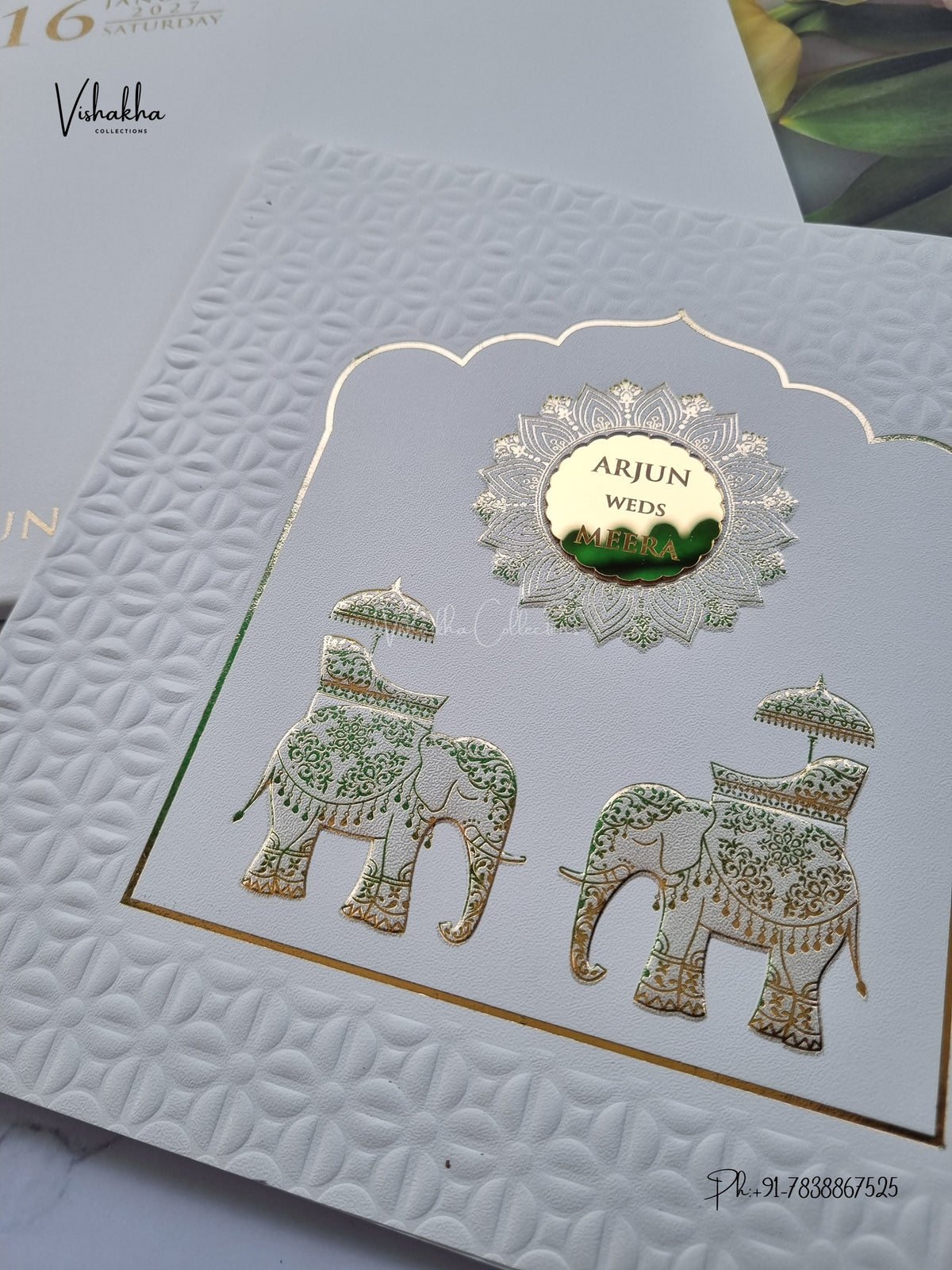 Semi Box Hathi Hindu Muslim Christian Sikh Jain invitation Cards SN-207 – image 2