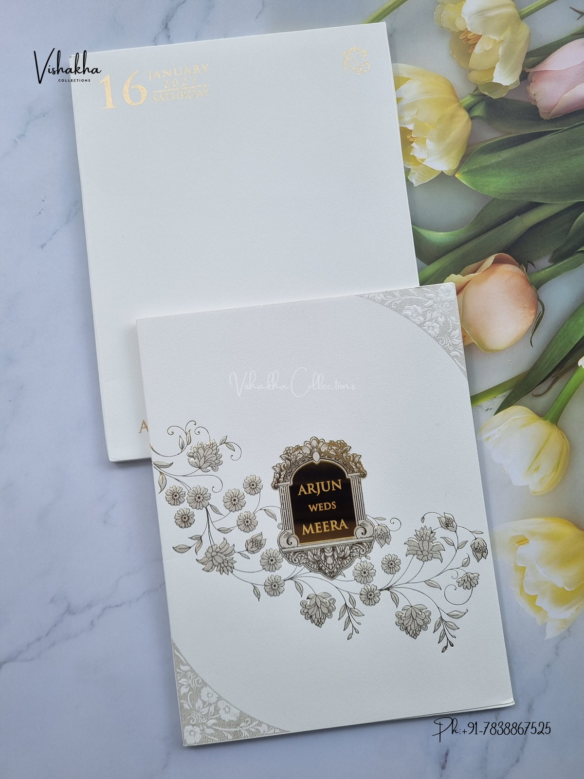 Semi Box Flower Hindu Muslim Christian Sikh Jain invitation Cards SN-211 – image 1