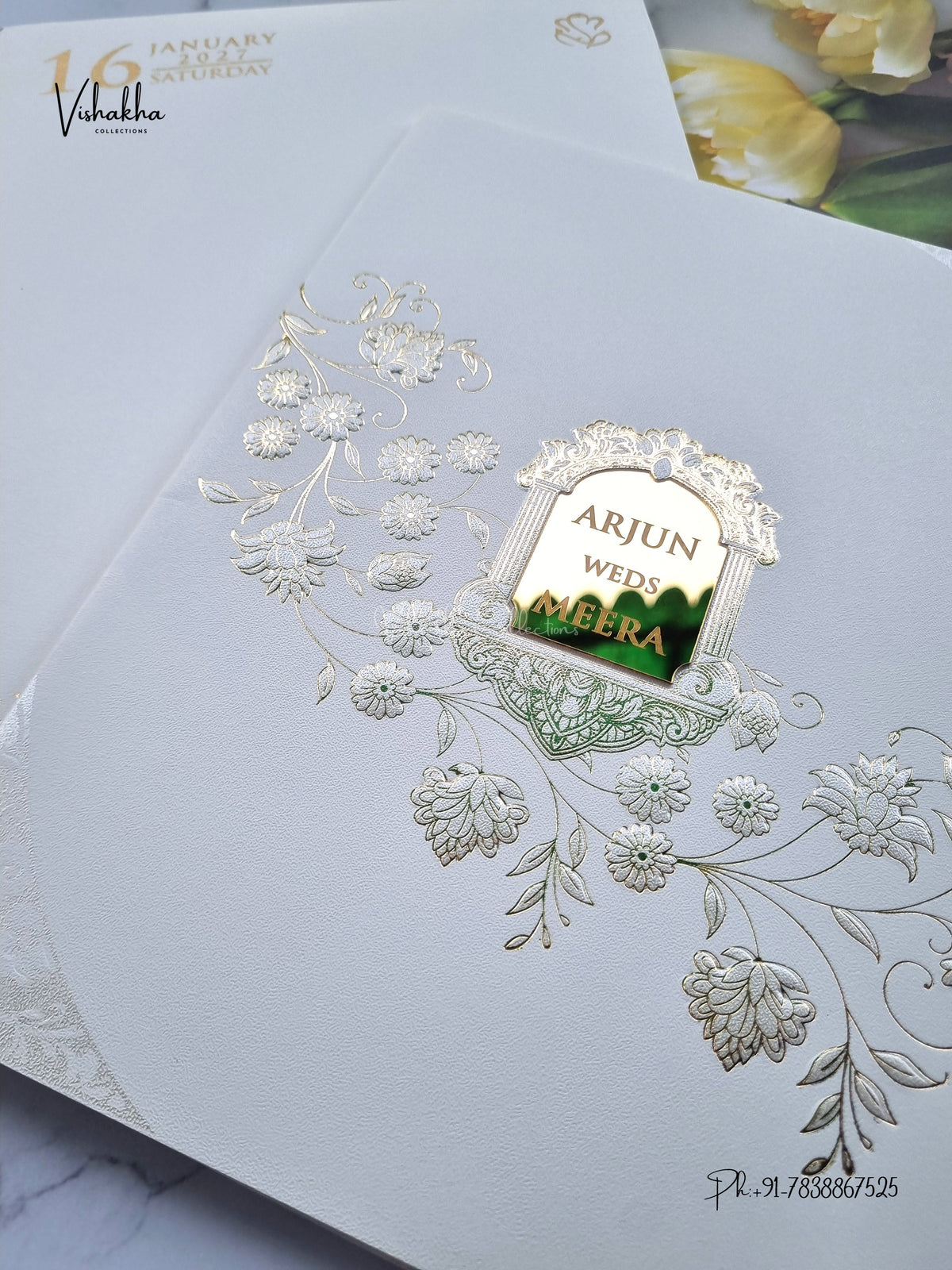 Semi Box Flower Hindu Muslim Christian Sikh Jain invitation Cards SN-211 – image 2