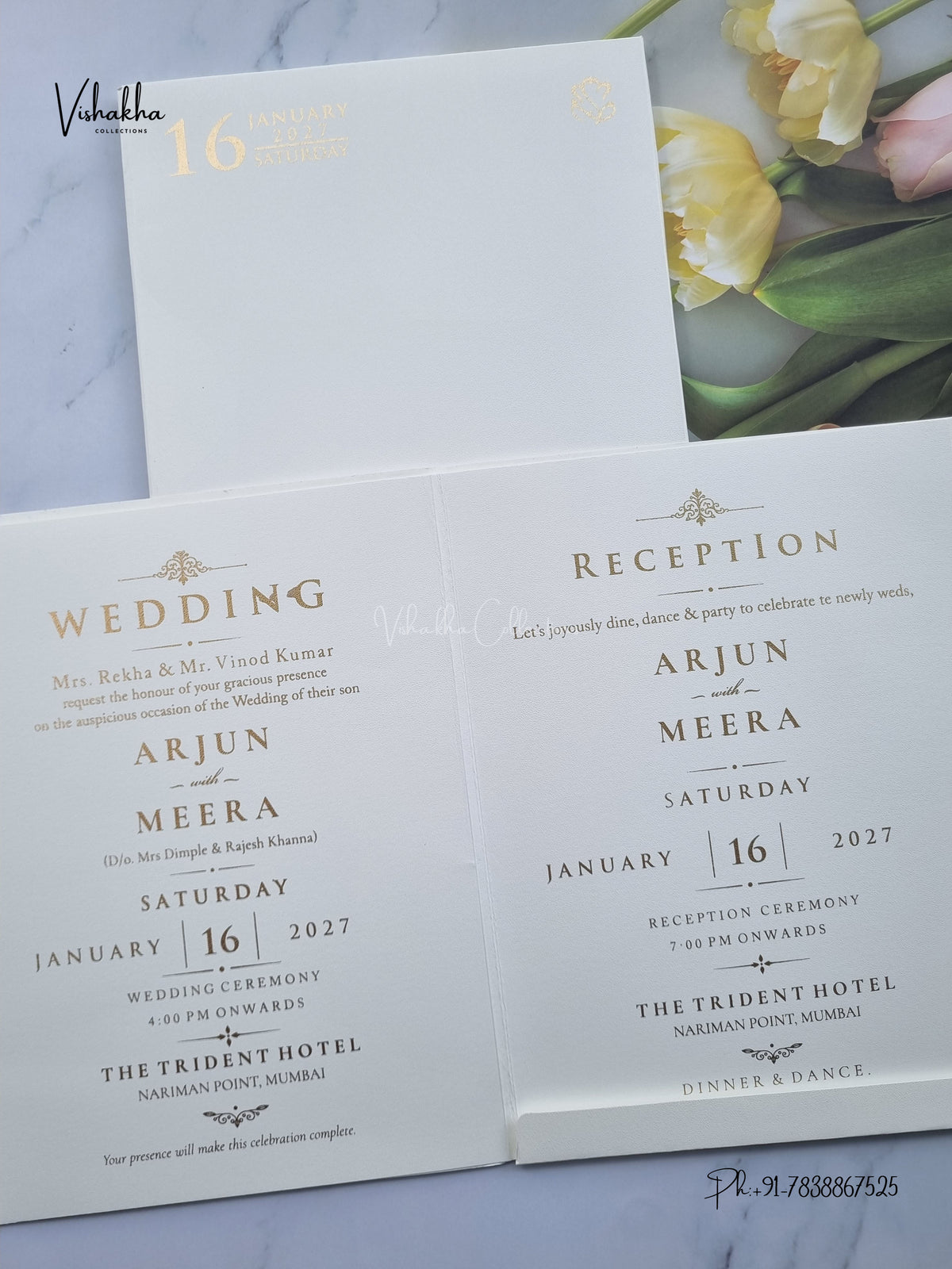 Semi Box Flower Hindu Muslim Christian Sikh Jain invitation Cards SN-211 – image 3