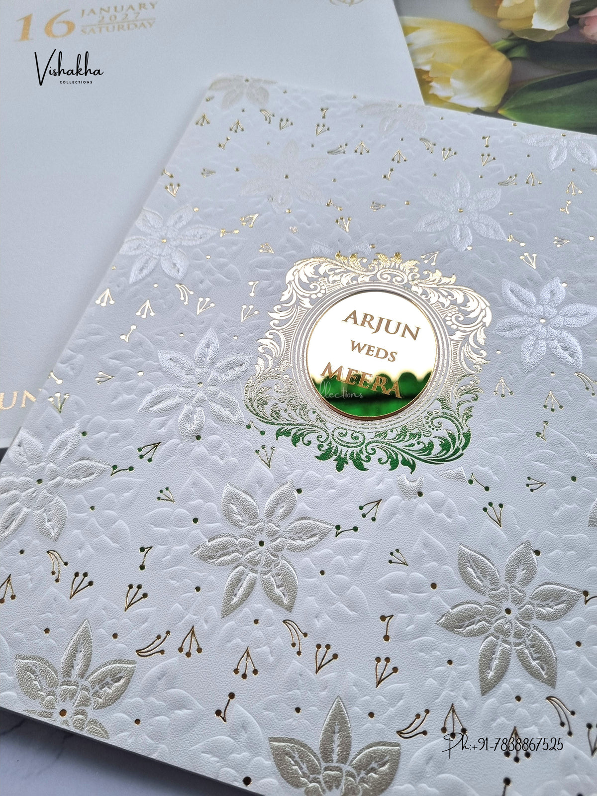 Semi Box Flower Hindu Muslim Christian Sikh Jain invitation Cards SN-213 – image 2