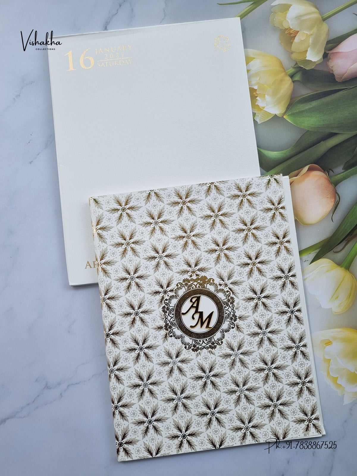 Semi Box Flower Hindu Muslim Christian Sikh Jain invitation Cards SN-214 – image 1