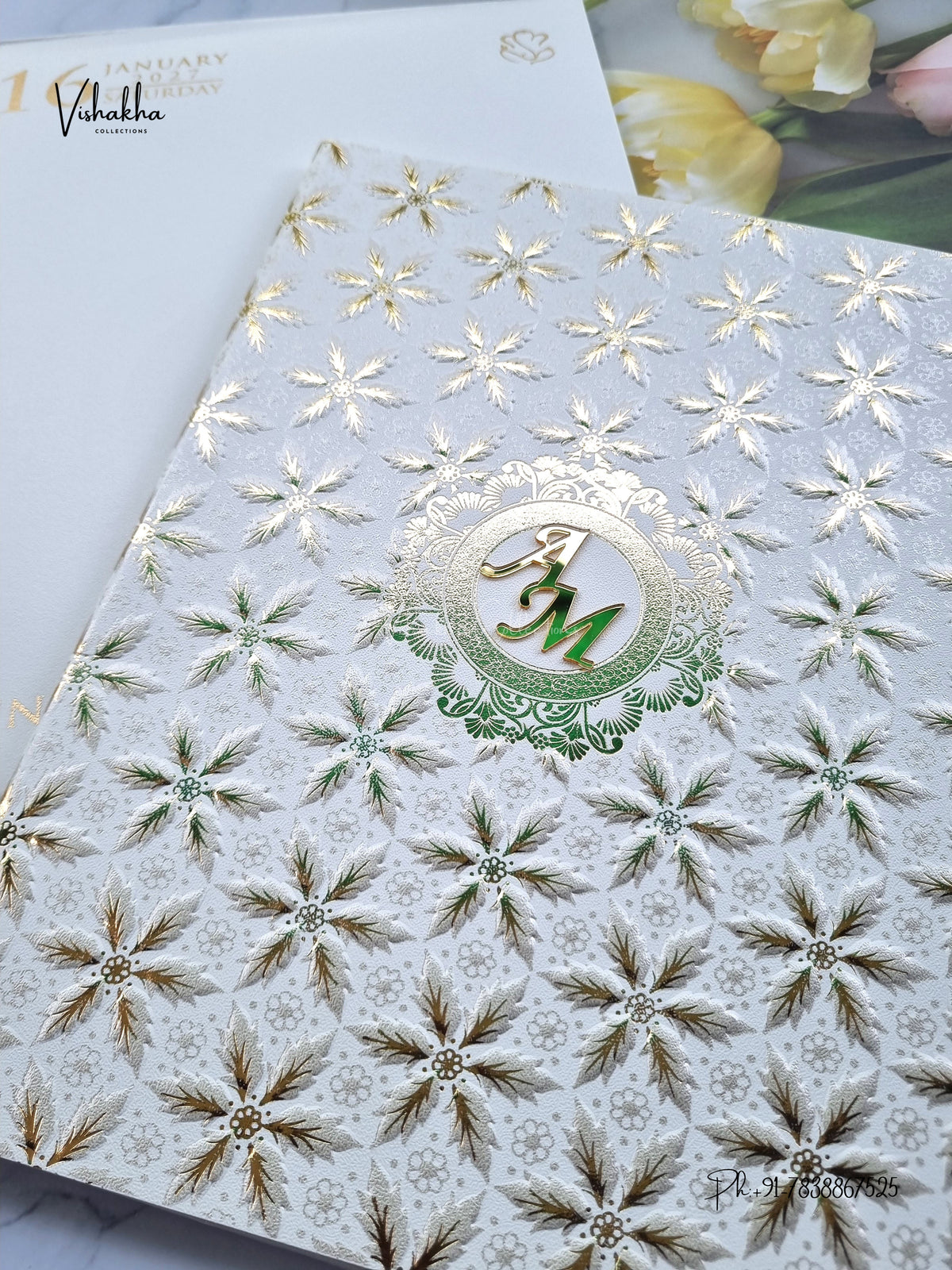 Semi Box Flower Hindu Muslim Christian Sikh Jain invitation Cards SN-214 – image 2