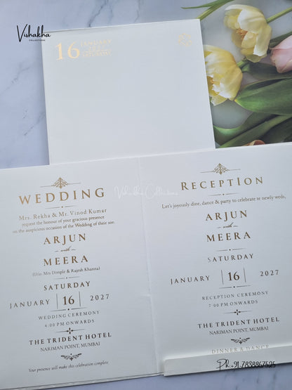 Semi Box Flower Hindu Muslim Christian Sikh Jain invitation Cards SN-214 – image 3