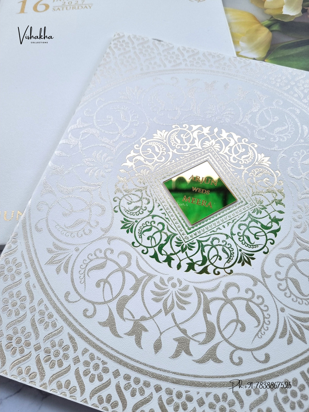 Semi Box Rangoli Hindu Muslim Christian Sikh Jain invitation Cards SN-215 – image 2
