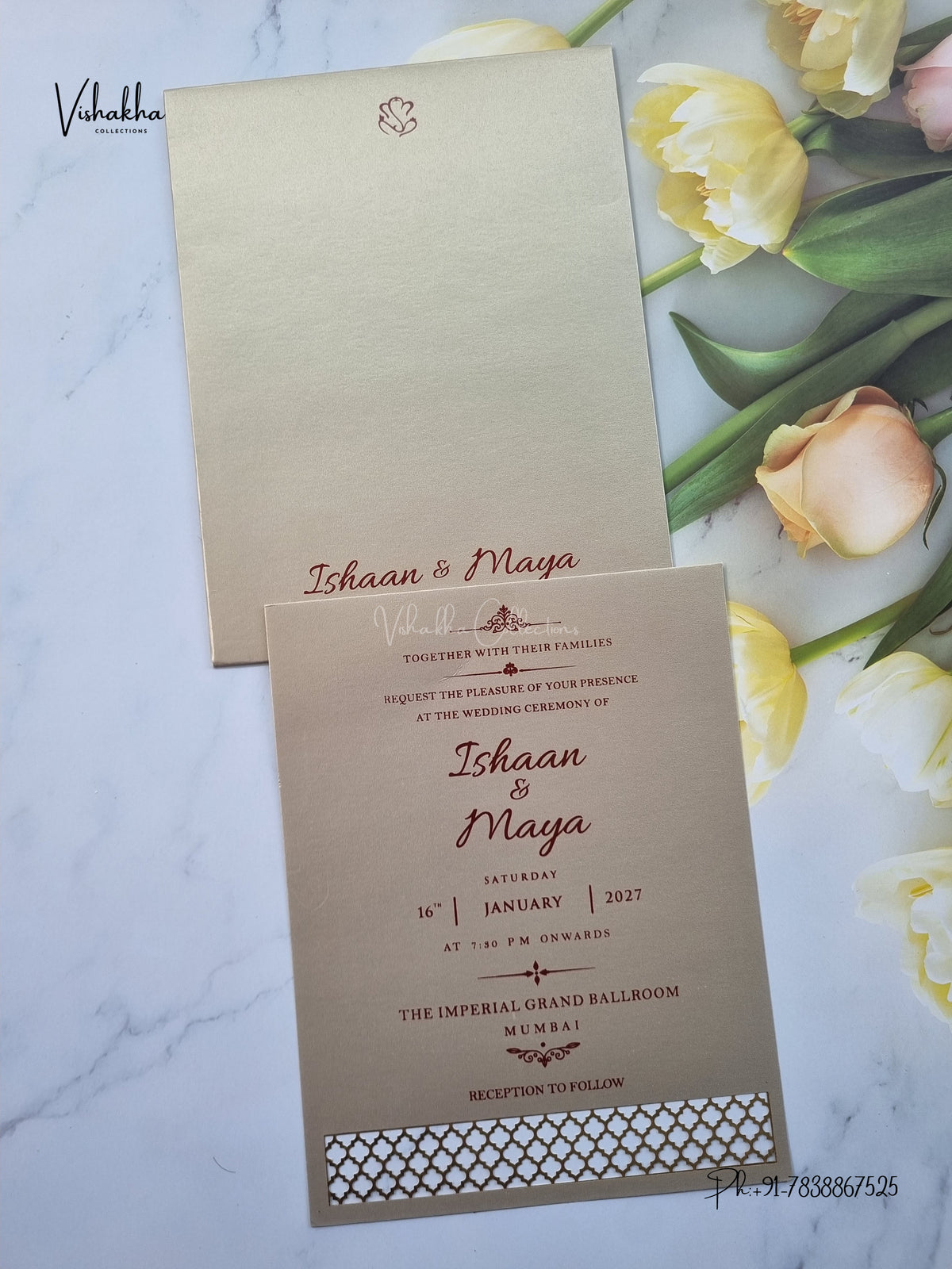 MDF Board Laser Cut Hindu Muslim Christian Sikh Jain invitation Cards SN-219 – image 1