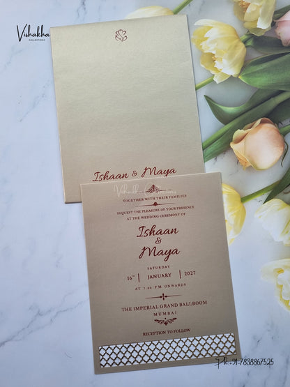 MDF Board Laser Cut Hindu Muslim Christian Sikh Jain invitation Cards SN-219 – image 1
