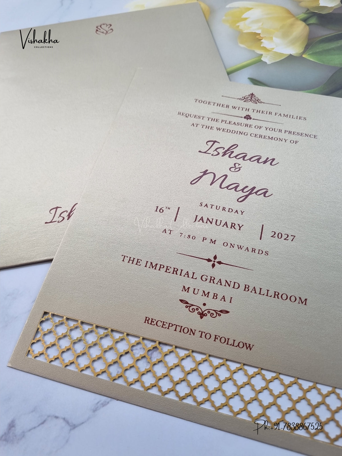 MDF Board Laser Cut Hindu Muslim Christian Sikh Jain invitation Cards SN-219 – image 2