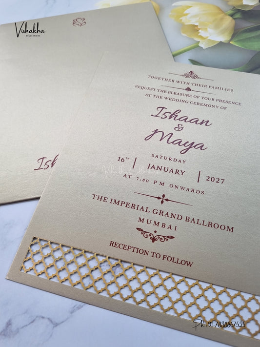 MDF Board Laser Cut Hindu Muslim Christian Sikh Jain invitation Cards SN-219 – image 2