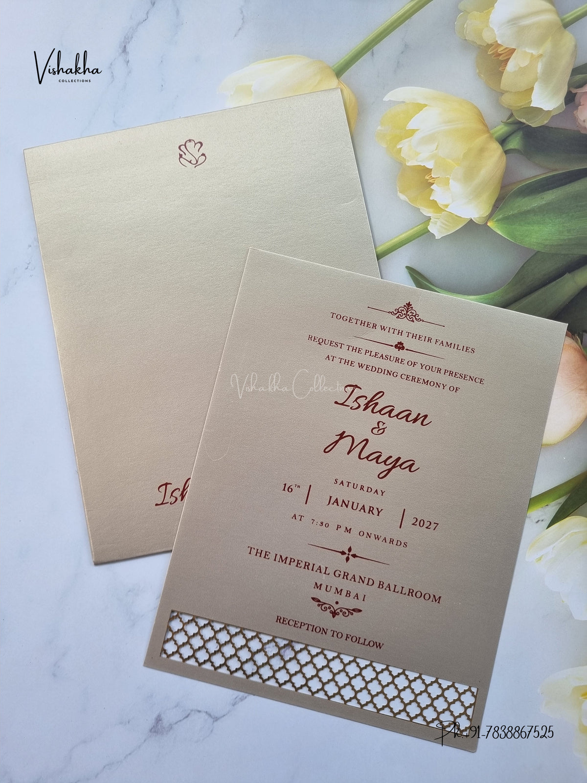 MDF Board Laser Cut Hindu Muslim Christian Sikh Jain invitation Cards SN-219 – image 3