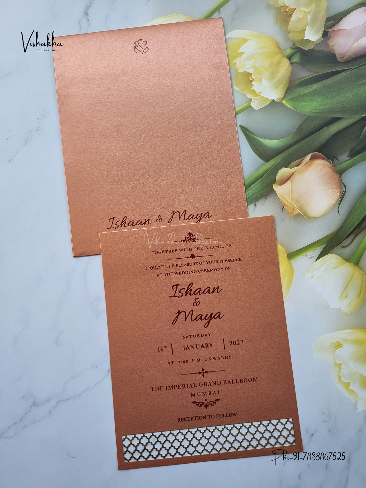 MDF Board Laser Cut Hindu Muslim Christian Sikh Jain invitation Cards SN-220 – image 1