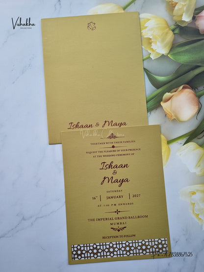 MDF Board Laser Cut Hindu Muslim Christian Sikh Jain invitation Cards SN-223 – image 1
