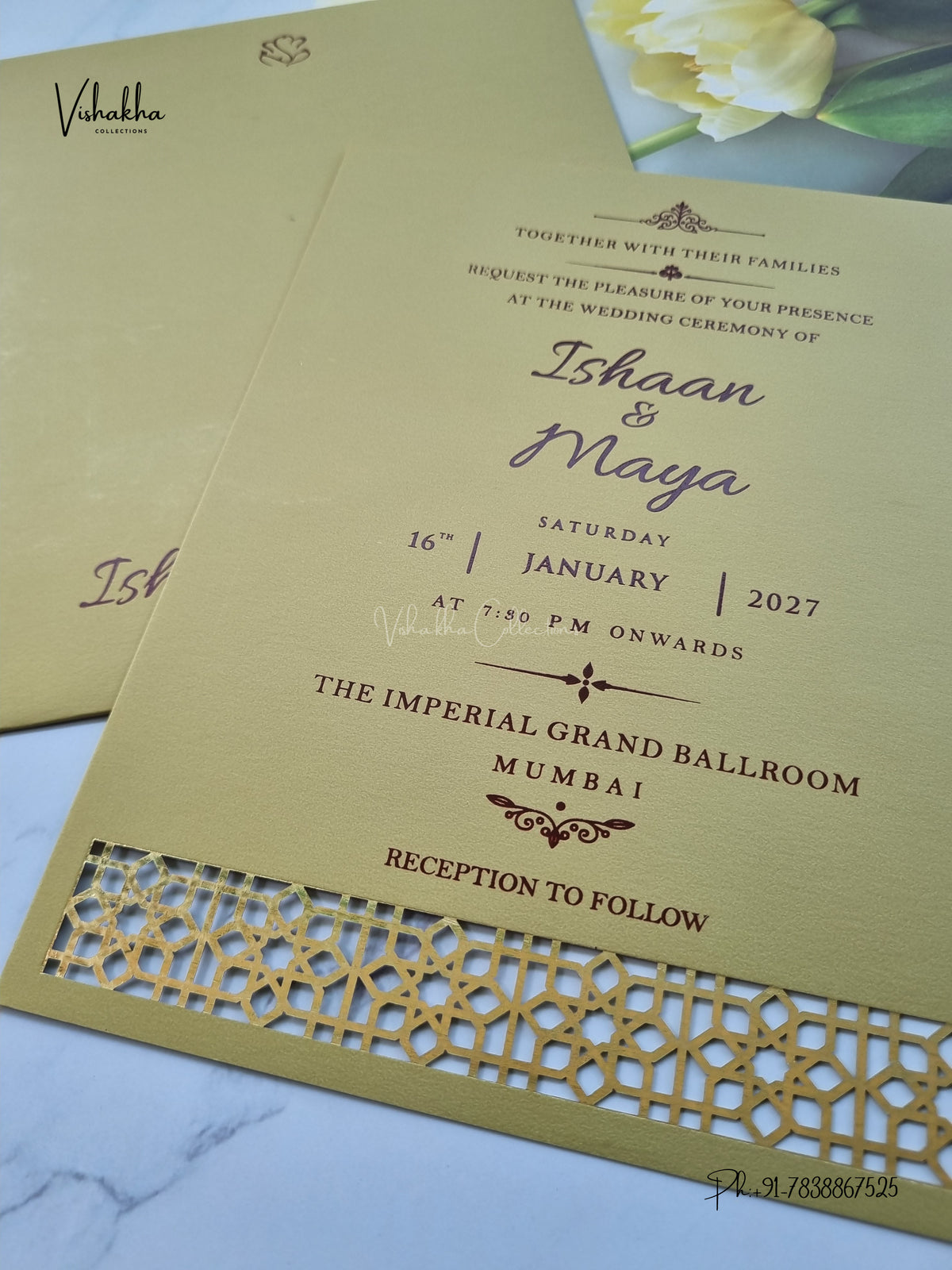 MDF Board Laser Cut Hindu Muslim Christian Sikh Jain invitation Cards SN-223 – image 2