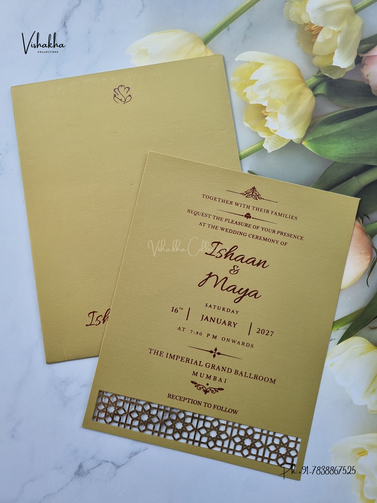 MDF Board Laser Cut Hindu Muslim Christian Sikh Jain invitation Cards SN-223 – image 3