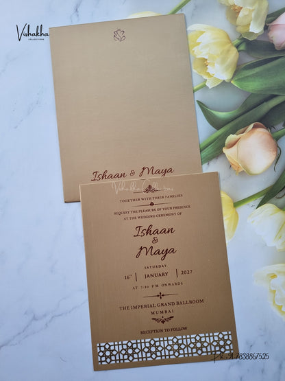 MDF Board Laser Cut Hindu Muslim Christian Sikh Jain invitation Cards SN-224 – image 1