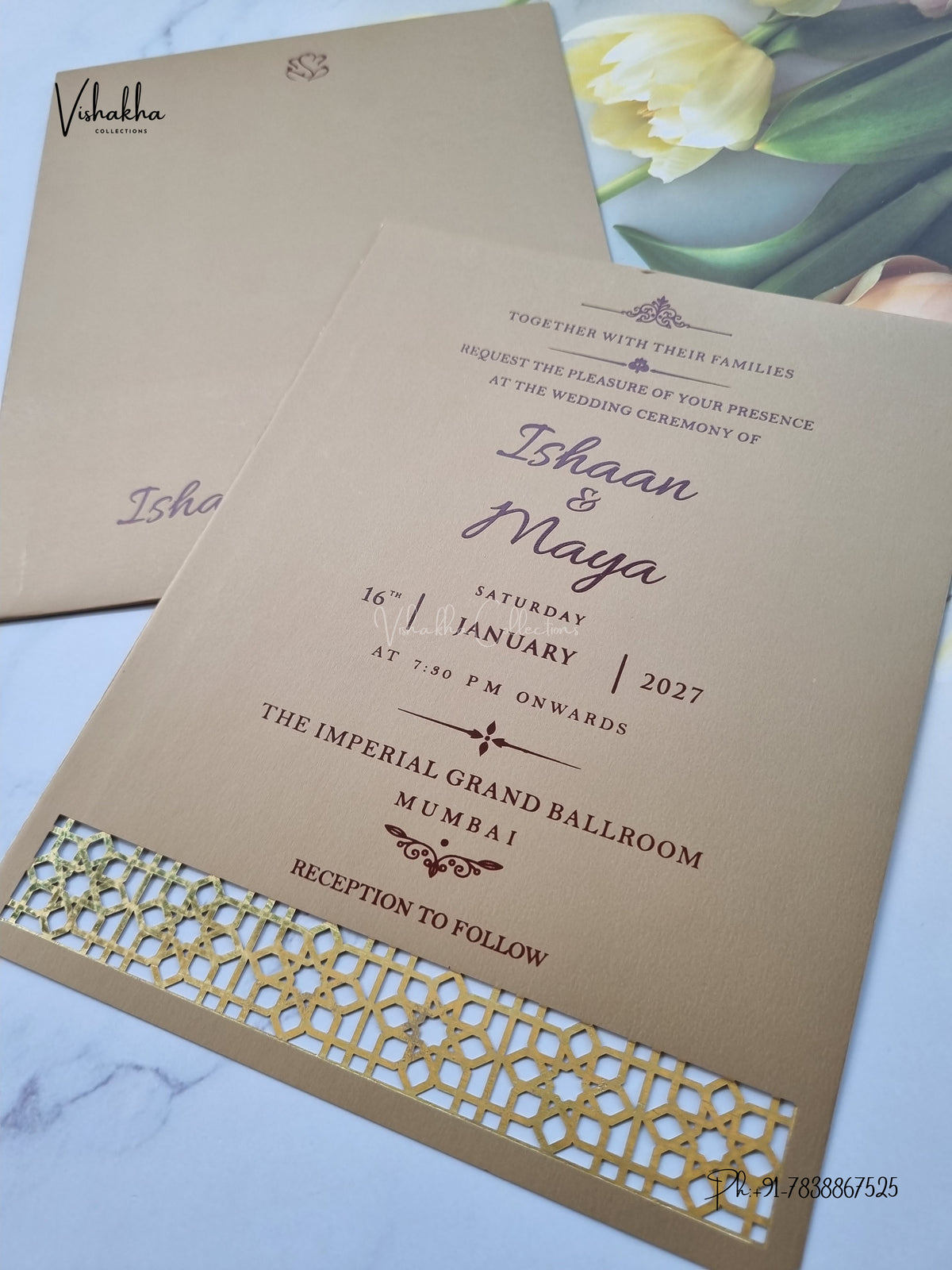 MDF Board Laser Cut Hindu Muslim Christian Sikh Jain invitation Cards SN-224 – image 2
